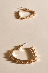Dot Edge Love Heart Hoops - Gold