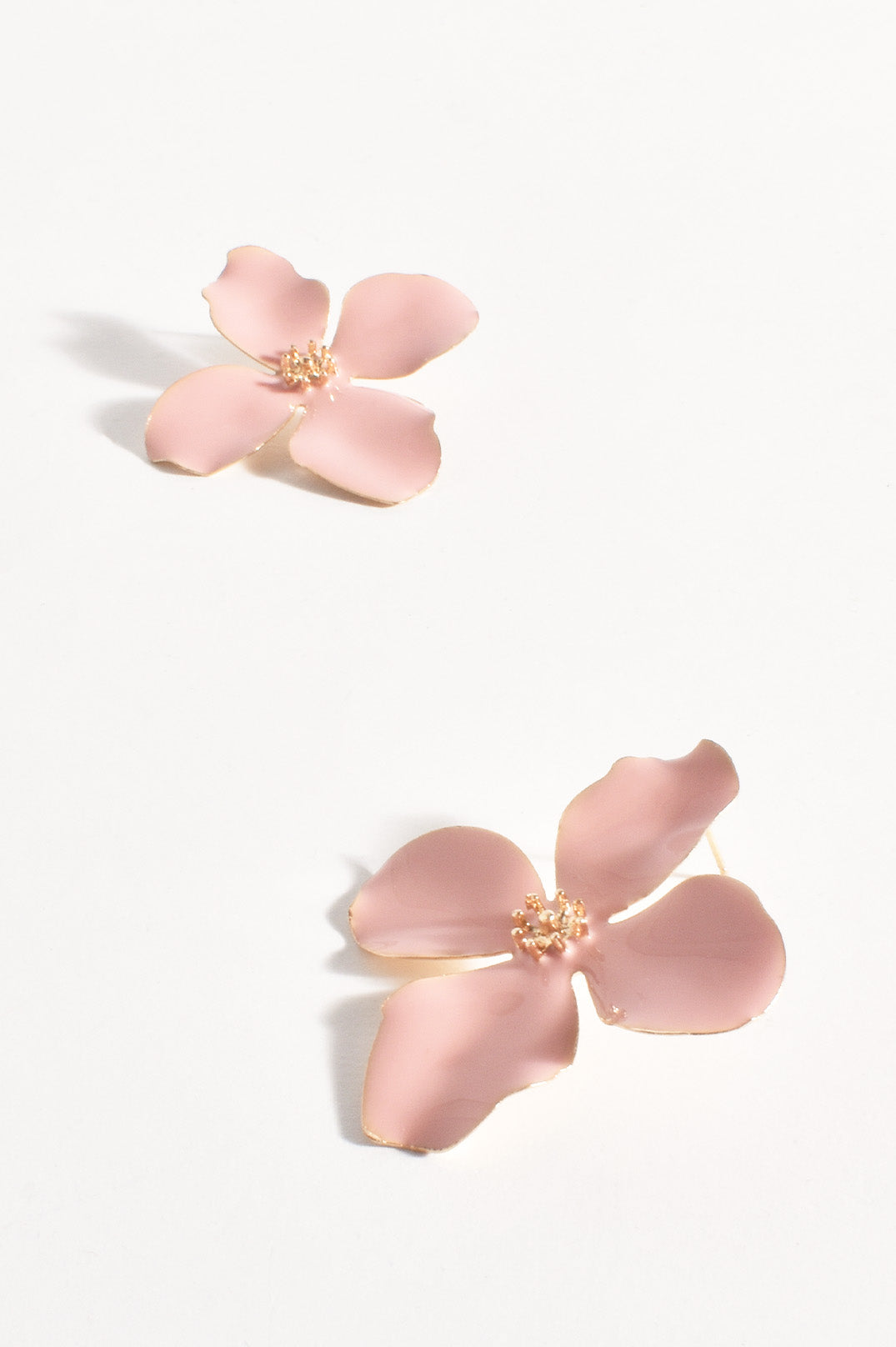 Enamel Painted Floral Earrings - Pink