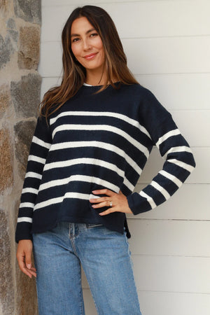 Navy and White Stripe Knit