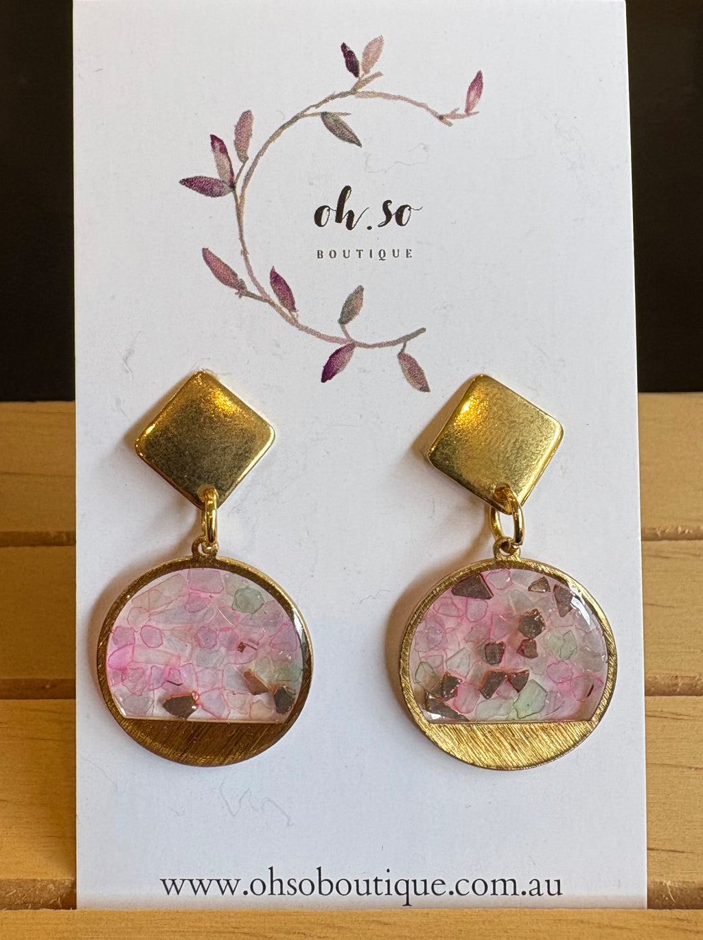 Pink and Gold Glitter Earrings - 01