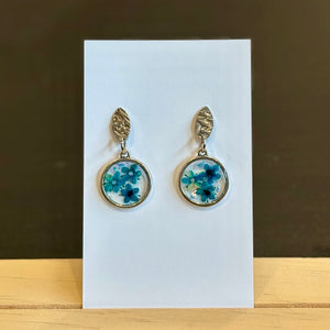 Blue Forget Me Not Silver Earrings - 01