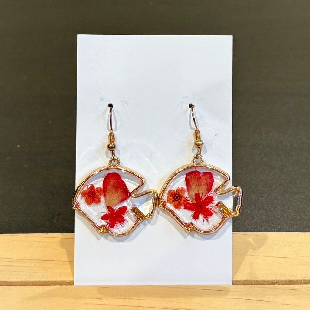 Orange and Daisy Flower Earrings - 14