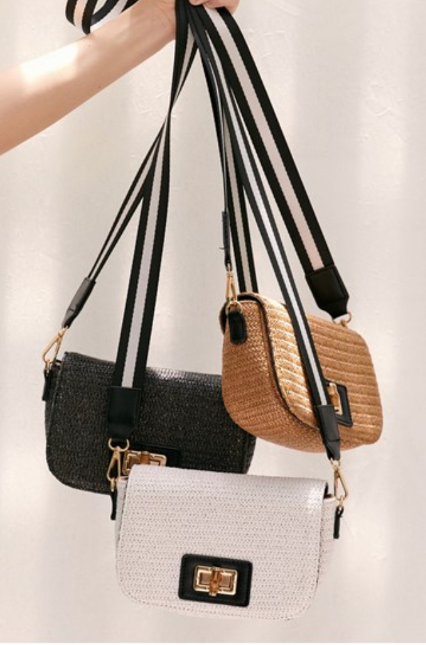 Margo Weave and Webbing Shoulder Bag - Black