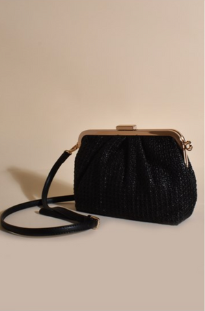 Isabelle Woven Cross Body Bag - Black