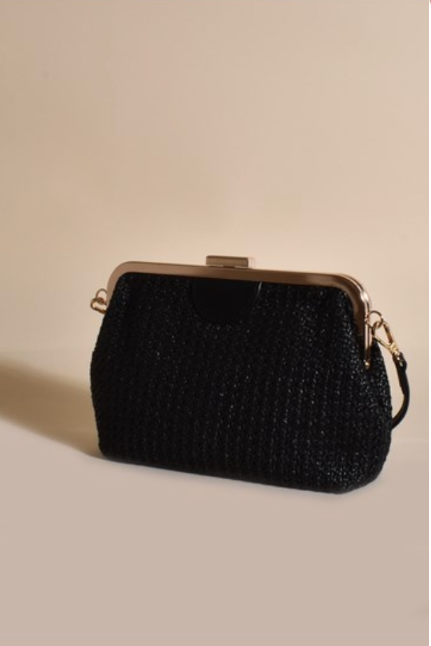 Isabelle Woven Cross Body Bag - Black