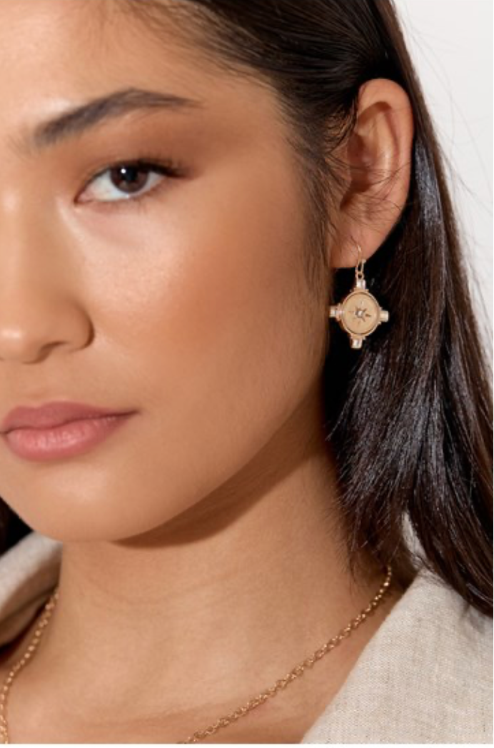 Diamante Star Charm Hook Earrings