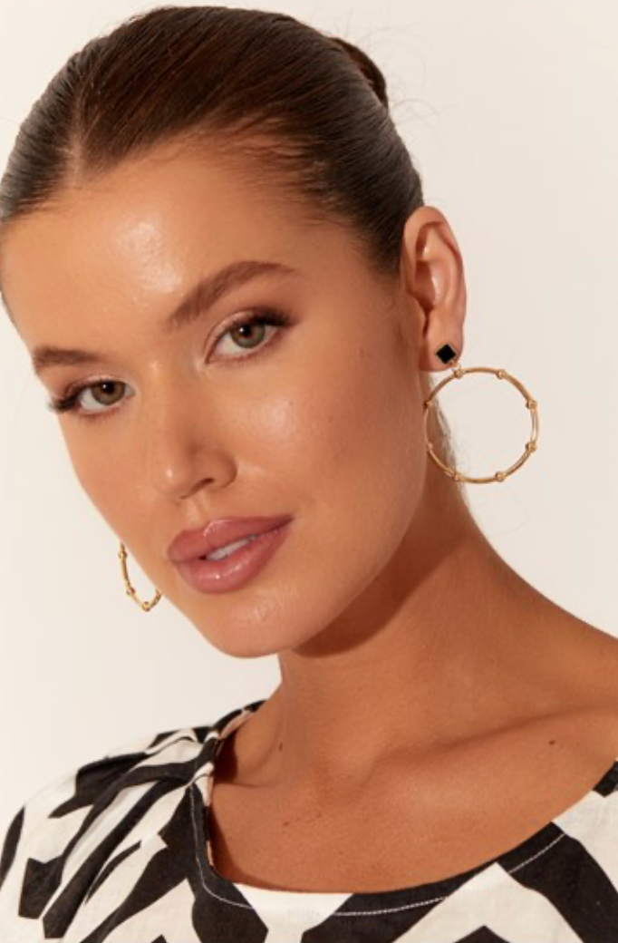 Circle Front Statement Earrings - Gold