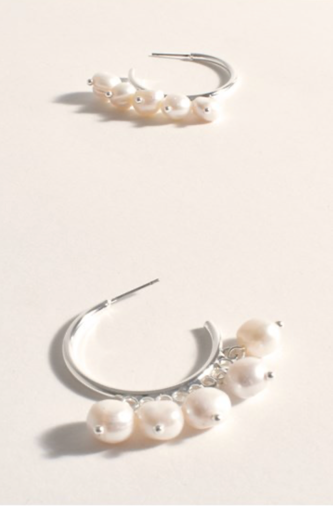 Pearl Dangles Mini Hoops