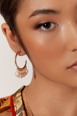 Pearl Dangles Mini Hoops