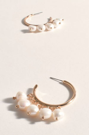 Pearl Dangles Mini Hoops