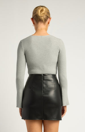 V Neckline Flare Sleeves Knit