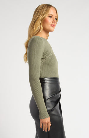 Silver Embellishment Cut Out Detail Knit Top