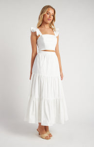 Cotton Frill Sleeve Top and Tiered Skirt Set