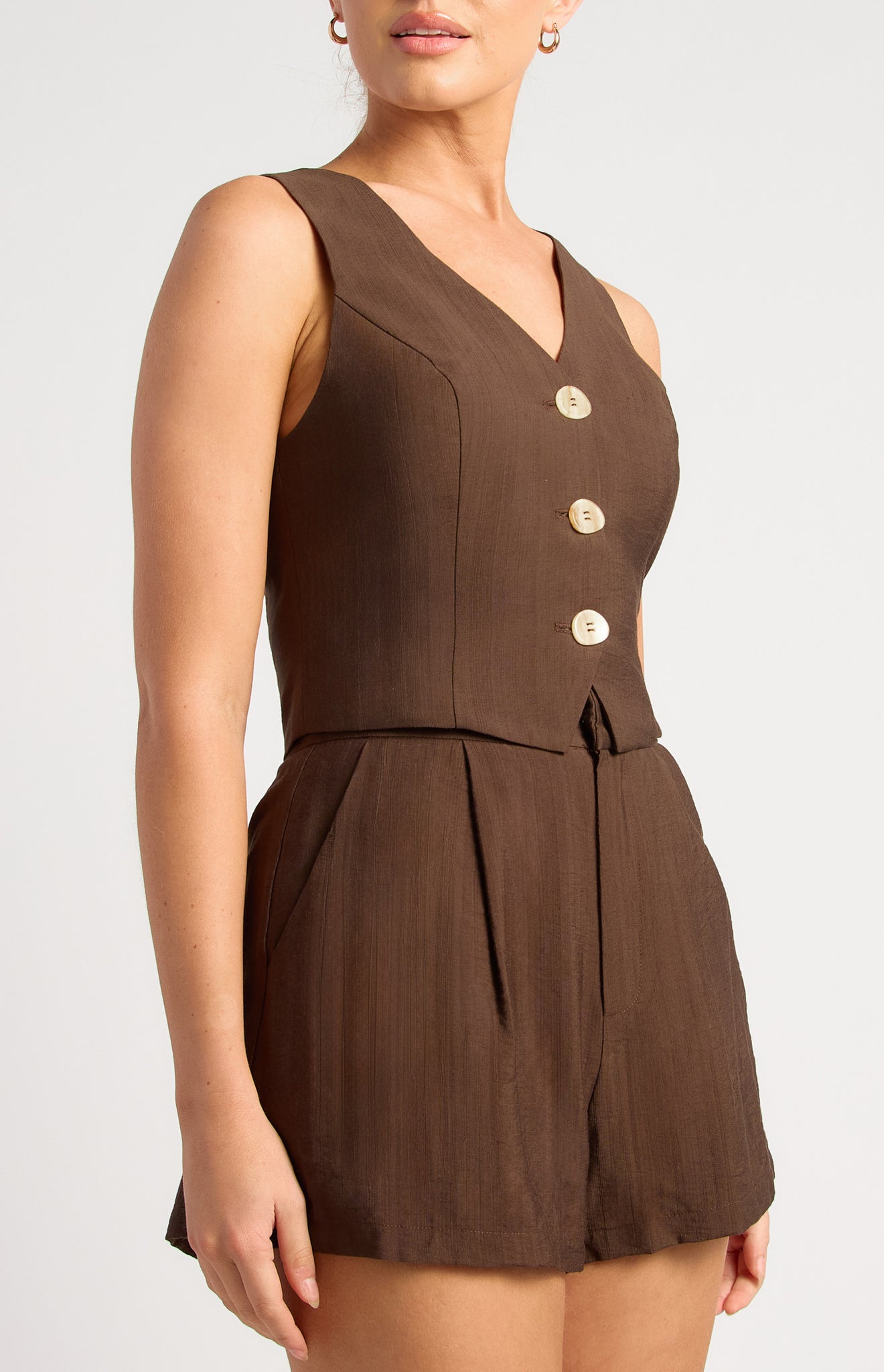 Kara Vest and Short Set - Espresso