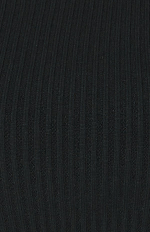 Scoop Neckline Bubble Sleeves Knit Top - Black