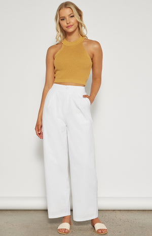 Linen Blend Wide Leg Pants