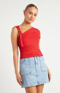 D-Ring Buckle Shoulder Detail Jersey Top