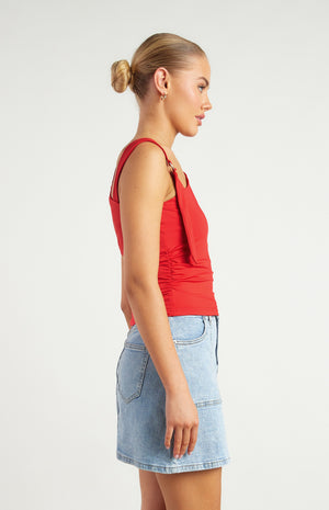 D-Ring Buckle Shoulder Detail Jersey Top